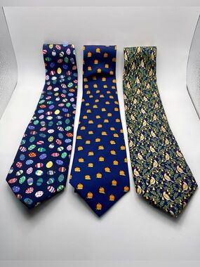 Lot of 3 Alynn Seasonal 100% Silk Ties Made in USA